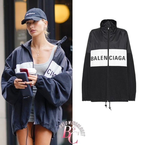 Oversized Balenciaga Nylon Logo Denim Jacket - Picture 2 of 5